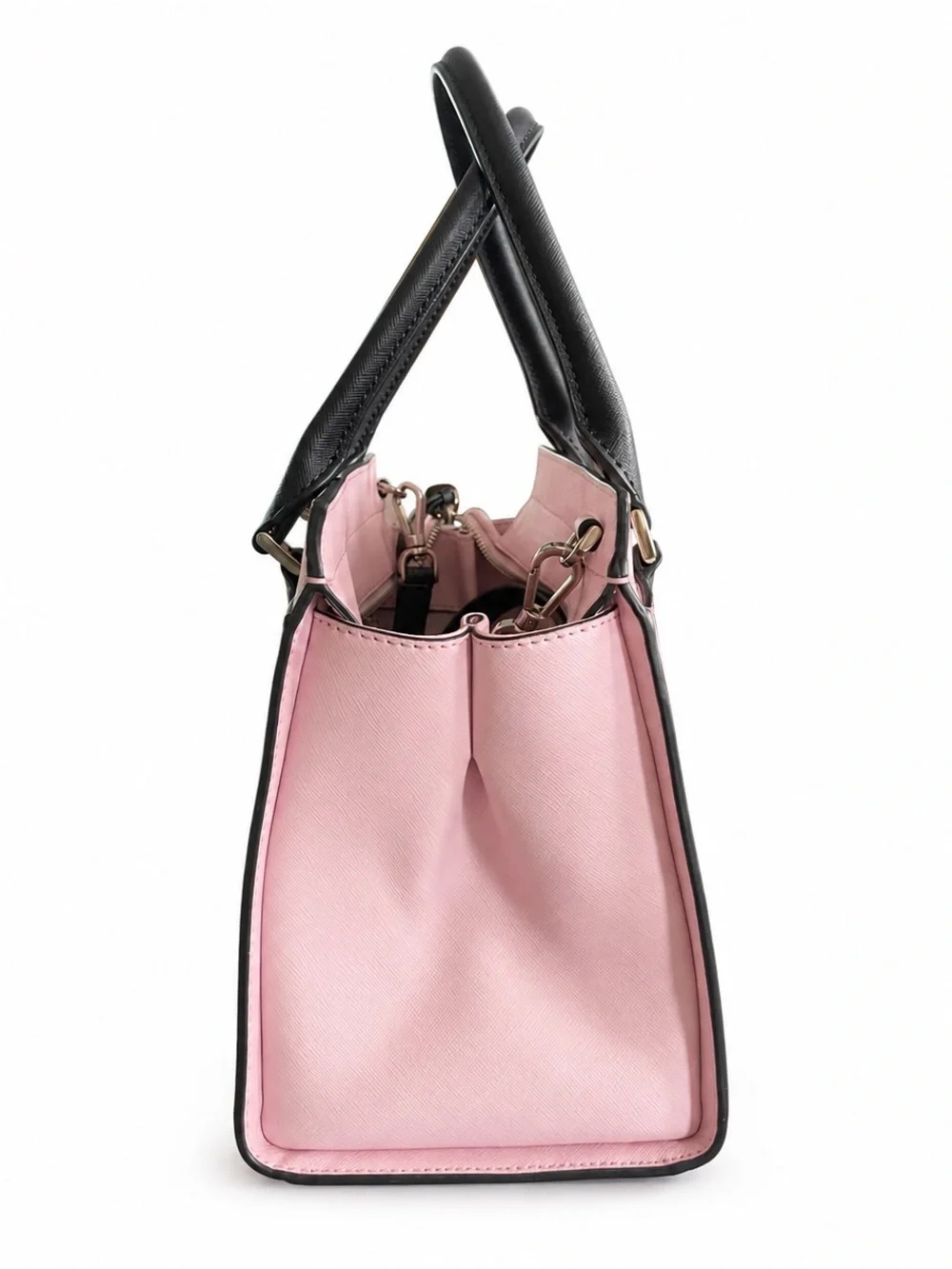 Kate Spade New York Pink Navy Grand Flora Cameron Satchel Crossbody Saffiano Bag